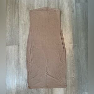 Antistar Mocha Ribbed Strapless Bodycon Tube Dress Summer Party Vacation Dress